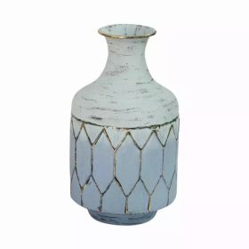 Bohemian Blue Distressed Metal Table Vase (Pack of 1)