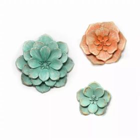 S/3 Distressed Stunning Tricolor Metal Flowers (Pack of 1)