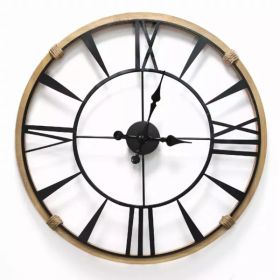 Round Metal  Wood Frame Columbus  Wall Clock (Pack of 1)