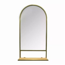 Bohemian Gold Metal Frame Mirror with Collapsible Shelf (Pack of 1)