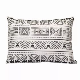 Black And White Tribal Design Rectangular Lumbar Pillow (Pack of 1)