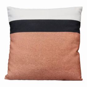 Light Coral and Black Color Block Square Pillow (Pack of 1)