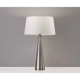 Set of 2 Contemporary Tapered Brushed Steel Metal Table Lamp