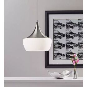 Gnome Alabaster Glass Brushed Steel Pendant Lamp (Pack of 1)