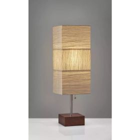 ZigZag Tan Paper Shade Table Lamp with Walnut Wood Base (Pack of 1)