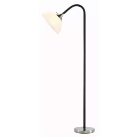 Bendable Black Metal Floor Lamp with Alabaster Bowl Shade (Pack of 1)