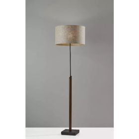 Sculptural Wood Floor Lamp with Black Metal Accents (Pack of 1)