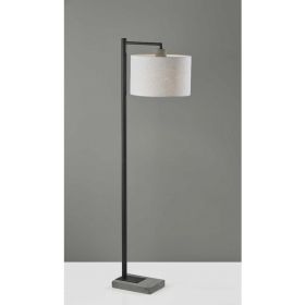 Black Metal Floor Lamp with Cement Accent Base (Pack of 1)