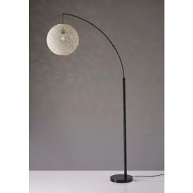 Floor Lamp with Bronze Metal Arc and Groovy Rattan String Ball Shade (Pack of 1)
