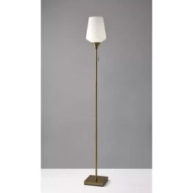 Brass Metal Floor Lamp with White Opal Wine Glass Shade (Pack of 1)