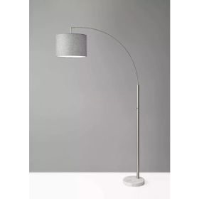 Reading Nook Floor Lamp Brushed Steel Arc Arm Adjustable Grey Fabric Shade (Pack of 1)