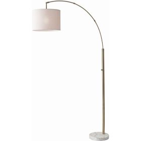 Reading Nook Floor Lamp Antique Brass Arc Arm Adjustable Off White Fabric Shade (Pack of 1)