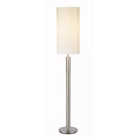 Floor Lamp Brushed Steel Metal Stout Pole with Tall Silk Shade (Pack of 1)