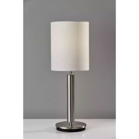 Brushed Steel Metal Stout Pole with Tall Silk Shade Table Lamp (Pack of 1)