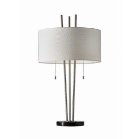 Stylish Triple Pole Brushed Steel Metal Table Lamp (Pack of 1)