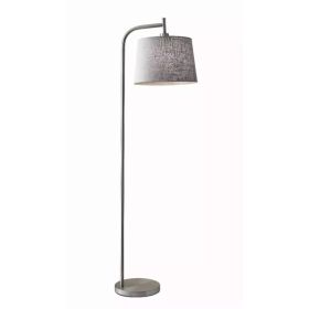 Arc Steel Metal Floor Lamp  with Soft Contemporary Textured Grey Linen Shade (Pack of 1)