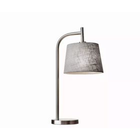 Soft Contemporary Steel Metal Arc with Textured Grey Linen Shade Table Lamp (Pack of 1)