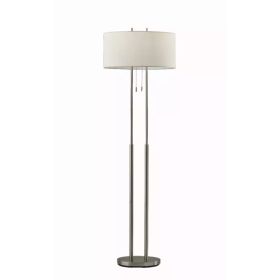 Dual Pole Floor Lamp in Brushed Steel Metal (Pack of 1)