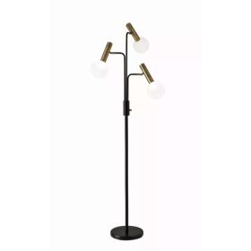 Sleek Black and Brass Finish LED 3-Arm Floor Lamp (Pack of 1)