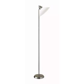 Elemental Brushed Steel Metal Torchiere with White Cone Shade (Pack of 1)