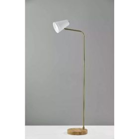 Brass Adjustable Floor Lamp with White Metal Vented Cone Shades (Pack of 1)