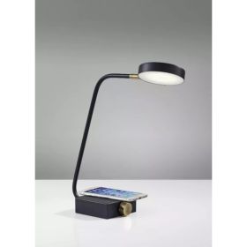 Tech Enhanced Black Metal Disk LED Adjustable Desk Lamp (Pack of 1)