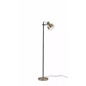 Retro Floor Lamp with Matte Black Pole and Adjustable Jumbo Antique Brass Metal Shade (Pack of 1)