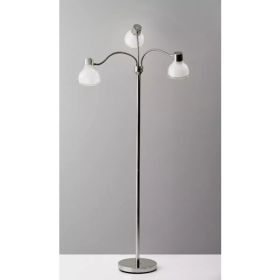 Adjustable Three Light Floor Lamp in Polished Nickel Finish With Frosted Inner Shades (Pack of 1)