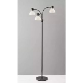 Adjustable Three Light Floor Lamp in Black Nickel Finish With Frosted Inner Shades (Pack of 1)