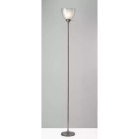 Shiny Chrome Finish Metal Torchiere Floor Lamp With Frosted Inner Shade (Pack of 1)