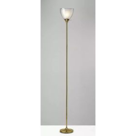 Shiny Gold Finish Metal Torchiere Floor Lamp with Frosted Inner Shade (Pack of 1)
