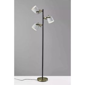Three Light Floor Lamp with Adjustable White Metal Shades (Pack of 1)