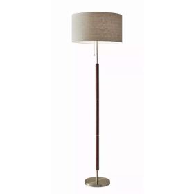 Mid-Century Modern Floor Lamp with Antique Brass and Walnut Wood Accents (Pack of 1)