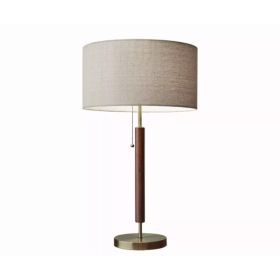 Antique Brass Metal and Walnut Wood Table Lamp (Pack of 1)