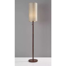 Walnut Wood Finish Floor Lamp with Slim Cylindrical Shade (Pack of 1)