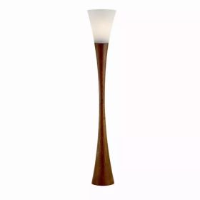 Sleek Walnut Wood Finished Floor Lamp with Frosted Glass Shade (Pack of 1)