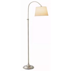 Brushed Steel Metal Floor Lamp with Adjustable Arc and Classic Linen Shade (Pack of 1)