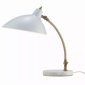 Abstract Oval White Metal Shade Adjustable Desk Lamp (Pack of 1)
