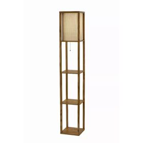 Floor Lamp with Natural Wood Finish Storage Shelves (Pack of 1)