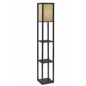 Floor Lamp with Black Wood Finish Storage Shelves (Pack of 1)