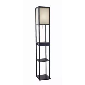Black Wood Finish Floor Lamp with Display Shelf and Storage Drawer (Pack of 1)