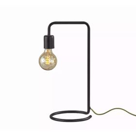 Industrial Matte Black Finish Metal Desk Lamp with Vintage Edison Bulb (Pack of 1)