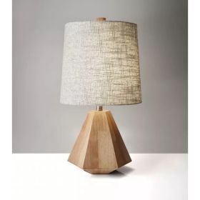 Natural Wood Finish Geometric Base Table Lamp (Pack of 1)