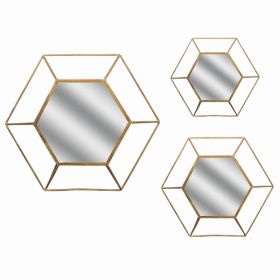 24" X 21" X 4" Hexagon Mirror (Set of 3)