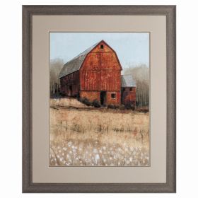 27" X 33" Distressed Wood Toned Frame Red Barn View I (Pack of 1)