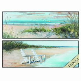 36" X 12" Woodtoned Frame Wind Water (Set of 2)