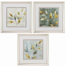 20" X 20" Champagne Gold Color Frame  Majestic Leaves (Set of 3)