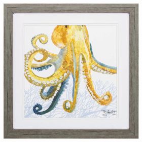 23" X 23" Woodtoned Frame Sea Creature Octopus (Pack of 1)