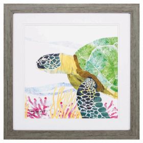 23" X 23" Woodtoned Frame Sea Creature Turtle (Pack of 1)
