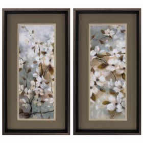 14" X 26" Brushed Silver Frame Blossoms Of Spring (Set of 2)